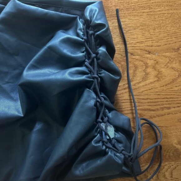 MORE TO COME Kissa One Shoulder Top Black Faux Leather Lace Side REVOLVE Tank - Picture 3 of 4